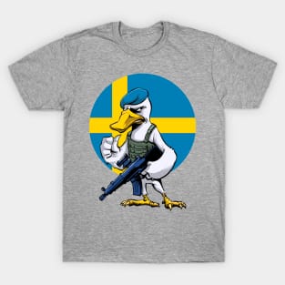 Swedish Swan Trooper Cartoon T-Shirt